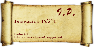 Ivancsics Pál névjegykártya