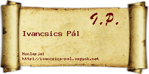 Ivancsics Pál névjegykártya